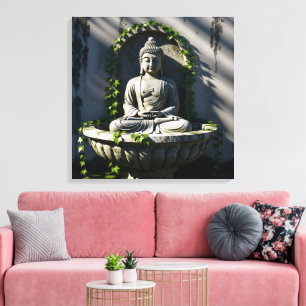 Toile Serene Tranquille Fontaine Bouddha