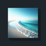 Toile Serene Turquoise Coastline - Minimalist Beach<br><div class="desc">A peaceful and minimalist digital masterpiece showcasing a pristine turquoise coastline. Soft white foam gently licks the smooth,  pale sand under a vast,  clear blue sky,  creating a calming and refreshing atmosphere. Ideal for modern spa decor,  minimalist living rooms,  or any space needing a touch of coastal zen.</div>