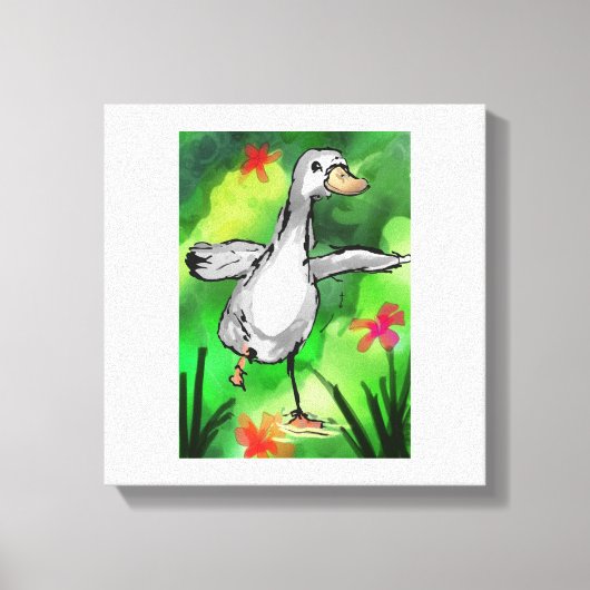 Toile Serene Watercolor Duck Pond Canvas Print  (Recto)