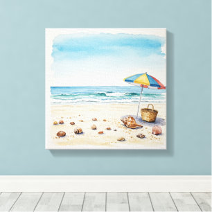 Toile Sérénité balnéaire : Watercolor Beach Bliss
