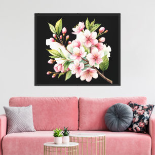 Toile Sérénité de minuit : La Branche de Sakura en Fleur