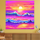 Toile Sérénité du coucher de soleil de la vague rétro (Insitu(Salon))