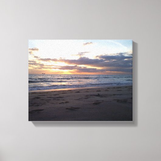 Toile Sérénité du rivage au coucher du soleil Oiseau en (Recto)