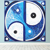Toile Sérénité géométrique : Bleu & Blanc Yin Yang (Insitu (Plancher de Bois))
