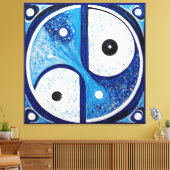 Toile Sérénité géométrique : Bleu & Blanc Yin Yang (Insitu(Salon))