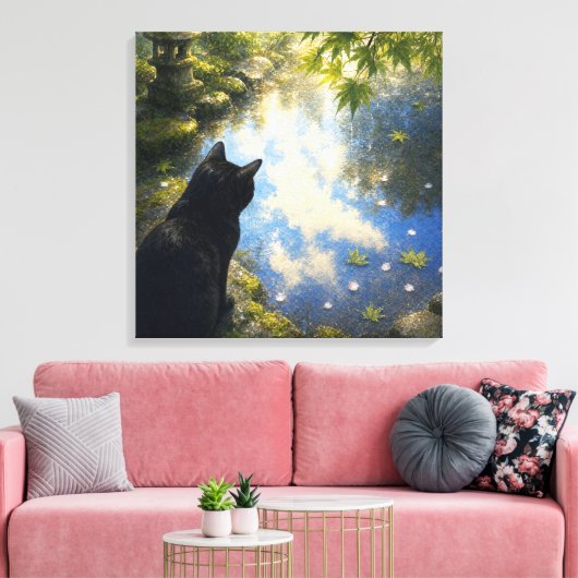 Toile series_4_10|Garden Puddle Reflection Cat Square (Insitu(Salon))