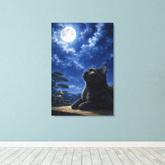 Toile series_4_8|Full Moon Night Black Cat Japanese Art