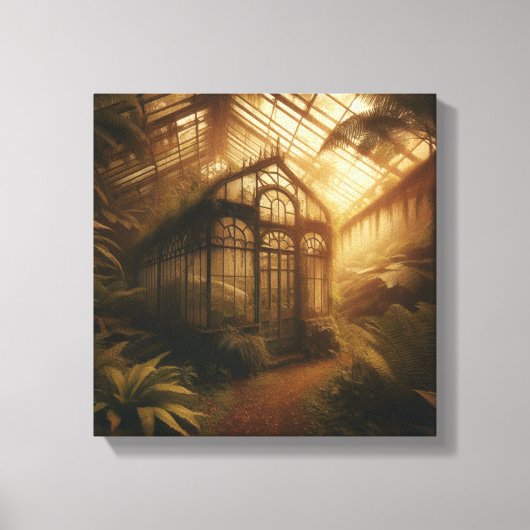 Toile Serre de la jungle cachée baignée de lumière dorée (Recto)