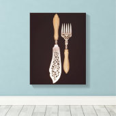 Toile Serveurs de poisson avec poignées en ivoire sculpt (Insitu (Plancher de Bois))