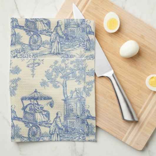 Toile -- Serviette de thé bleue (Quart Plié)