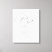 Toile Ses Vows Élégant Mme Newlyweds Mariage Vows White (Recto)