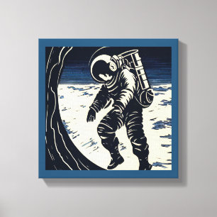 Toile SF - Astronaute en sortie extravéhiculaire Gravure