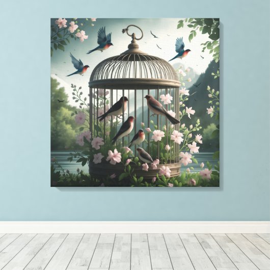 Toile Shabby Chic Birdcage Art (Insitu (Plancher de Bois))