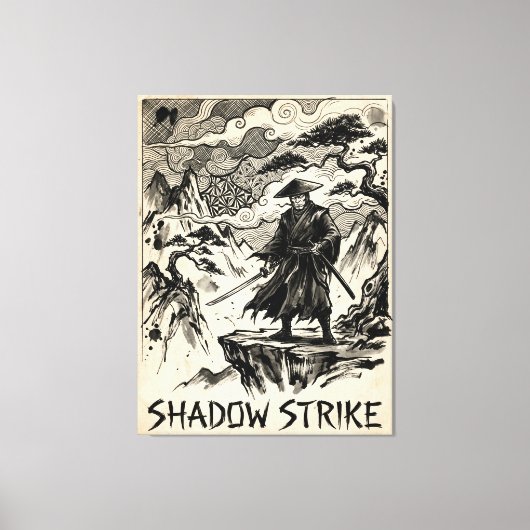 Toile Shadow Strike Samurai Ink Art Canvas Print (Recto)