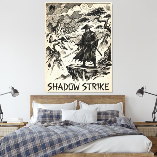 Toile Shadow Strike Samurai Ink Art Canvas Print (Insitu(Chambre))