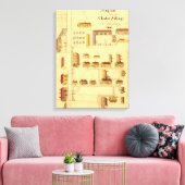 TOILE SHAKER VILLAGE MAP, 1849 (Insitu(Salon))