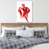 Toile Shameless model posing with red veil and body pain (Insitu(Chambre))