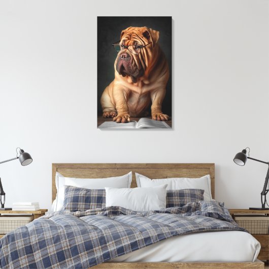 Toile Shar Pei Chien intelligent avec conception de livr (Insitu(Chambre))