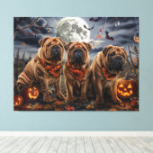 Toile Shar Pei Halloween Éffrayant (Insitu (Plancher de Bois))