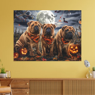 Toile Shar Pei Halloween Éffrayant