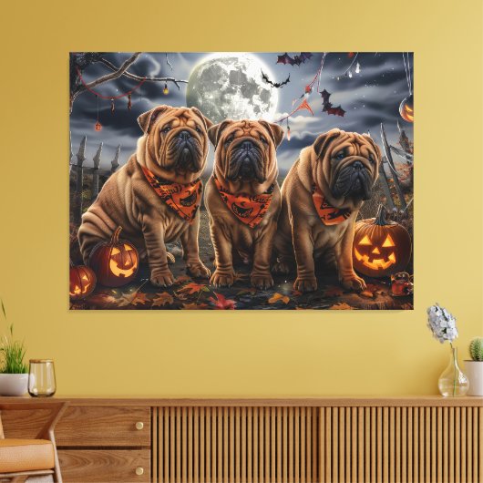 Toile Shar Pei Halloween Éffrayant (Insitu(Salon))