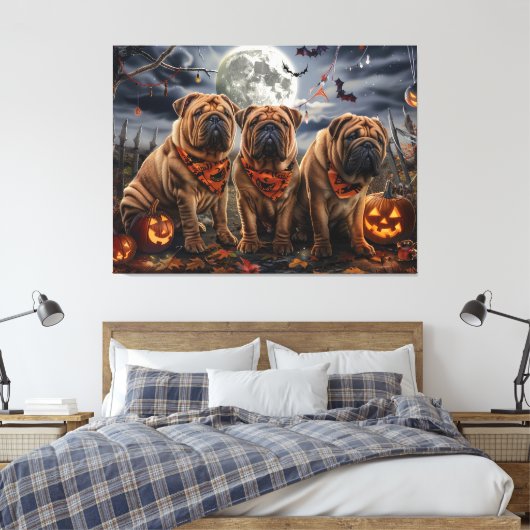 Toile Shar Pei Halloween Éffrayant (Insitu(Chambre))