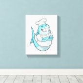 Toile Shark as Chef with Cooking apron (Insitu (Plancher de Bois))