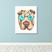 Toile Sharpei dans les lunettes de soleil (Insitu (Plancher de Bois))