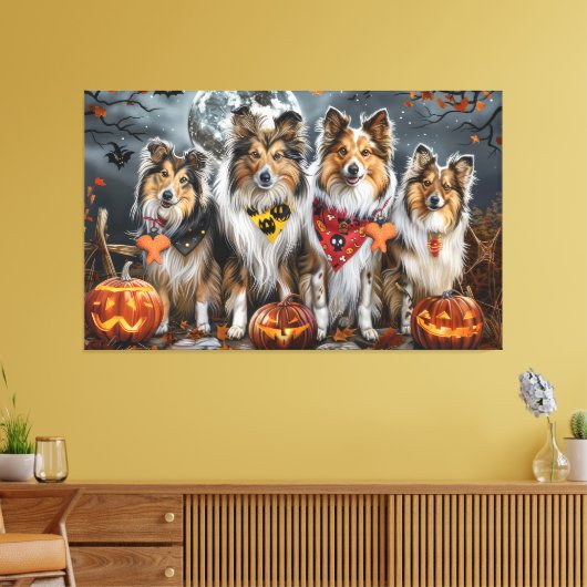 Toile Shetland Sheepdog Halloween Ensorcelant (Insitu(Salon))