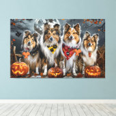 Toile Shetland Sheepdog Halloween Ensorcelant (Insitu (Plancher de Bois))