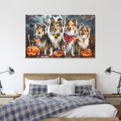 Toile Shetland Sheepdog Halloween Ensorcelant (Insitu(Chambre))