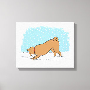 Toile Shiba Inu - Chien heureux de l'hiver - Vacances ne