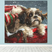 Toile Shih Tzu Chien Festif de Noël (Insitu (Plancher de Bois))