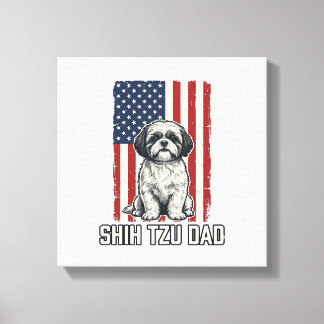 Toile Shih Tzu Dad Patriotic Flag Vintage Dog Shirt_1