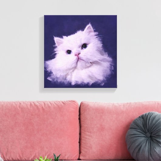 Toile Shiny - le chat perse blanc (Insitu(Salon))