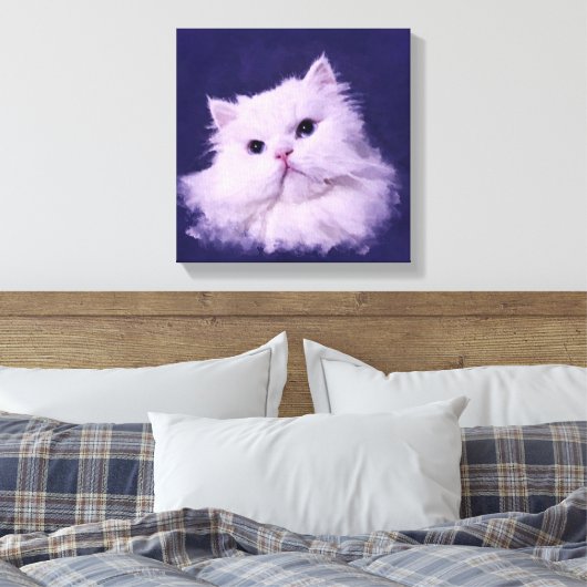 Toile Shiny - le chat perse blanc (Insitu(Chambre))