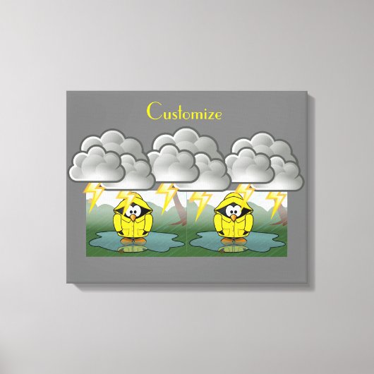 Toile Shivering Rainy Day Penguin Thunder_Cove (Recto)