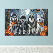 Toile Siberian Husky Halloween Épouvantable  (Insitu (Plancher de Bois))