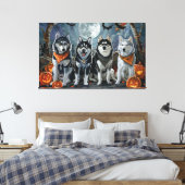Toile Siberian Husky Halloween Épouvantable  (Insitu(Chambre))