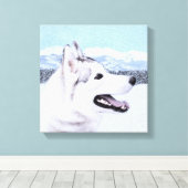 Toile Sibérie Husky (argent et blanc) Peinture Chien Art (Insitu (Plancher de Bois))