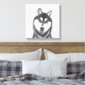 Toile Sibérie Husky (noir et blanc) Peinture Chien Art (Insitu(Chambre))