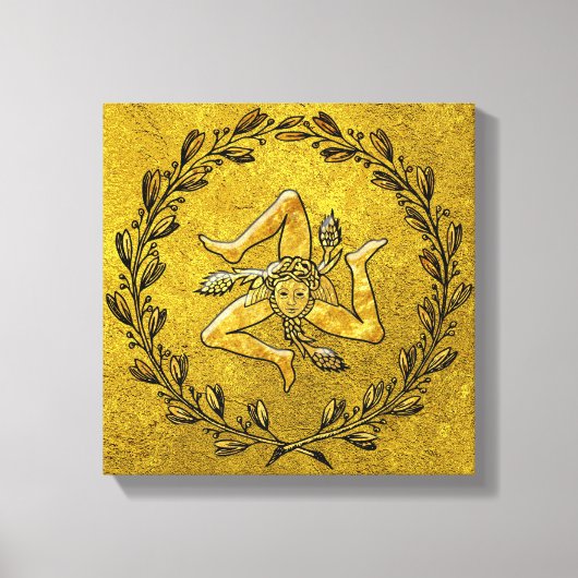 Toile Sicilienne Trinacria Olive Wreath in Gold (Recto)