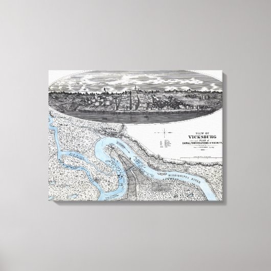 Toile Siège de Vicksburg - Guerre civile Carte panoramiq (Recto)