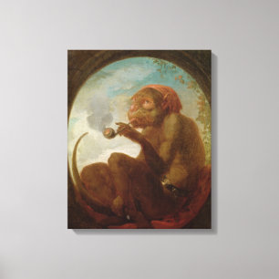 Toile Signe avec un singe fumant un tuyau