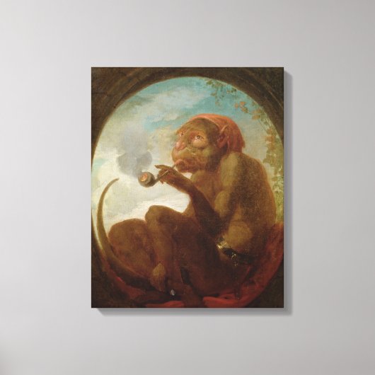 Toile Signe avec un singe fumant une pipe (Recto)