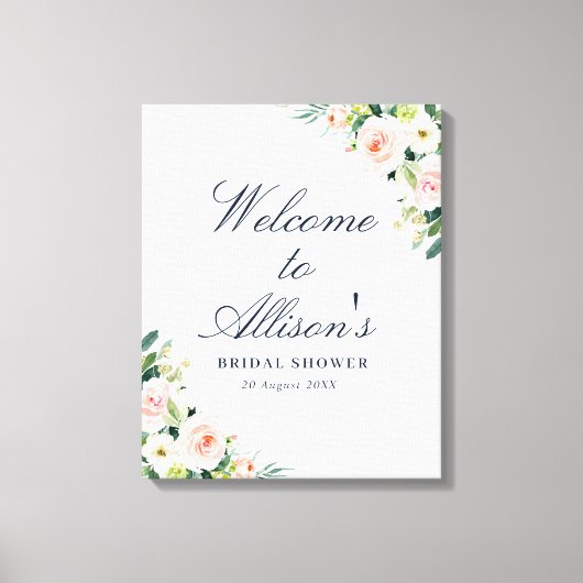 Toile signe d'accueil de la douche nuptiale rose vif (Recto)