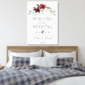 Toile SIGNE DE Mariage D'ACCUEIL Floral Burgundy Blush (Insitu(Chambre))