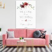 Toile SIGNE DE Mariage D'ACCUEIL Floral Burgundy Blush (Insitu(Salon))