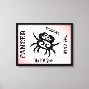 Toile Signe du zodiaque Cancer et symbole encadré