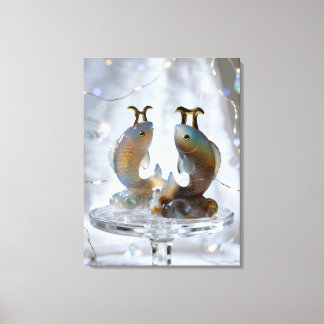 Toile Signe du zodiaque Poissons sculptures en verre
